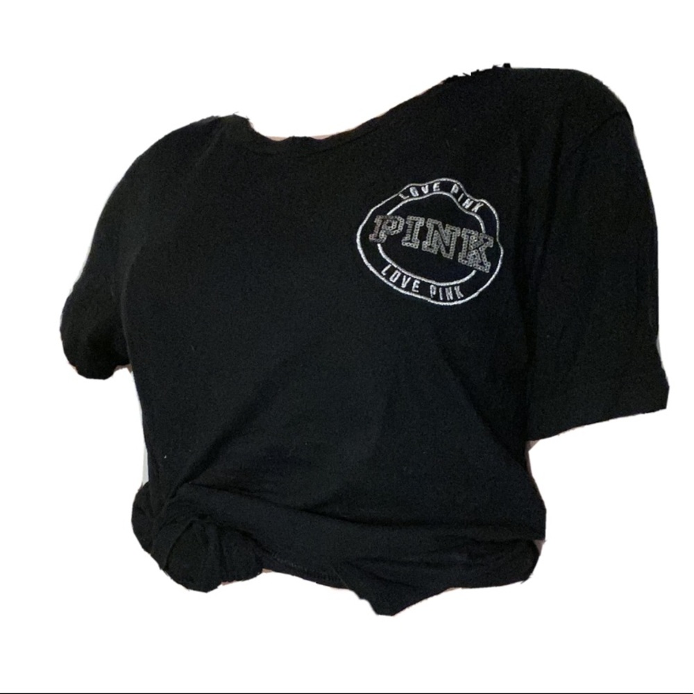 PINK Victoria’s Secret black short sleeve- small